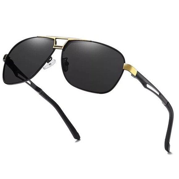 Polarized Sunglasses Gold Trim Black Lenses Driving Glasses Hip Hop 2026 Women - Picture 3 of 11